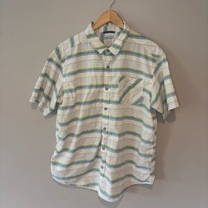 COLUMBIA Lightweight Men’s Short Sleeve Button Down Striped Shirt 100% Cotton XL